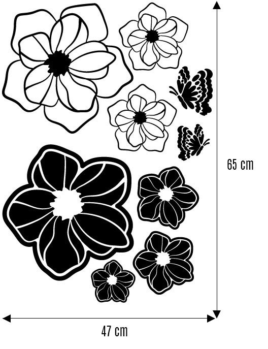 Virágos pillangós falmatrica gyerekszoba dekoráció faltetoválás