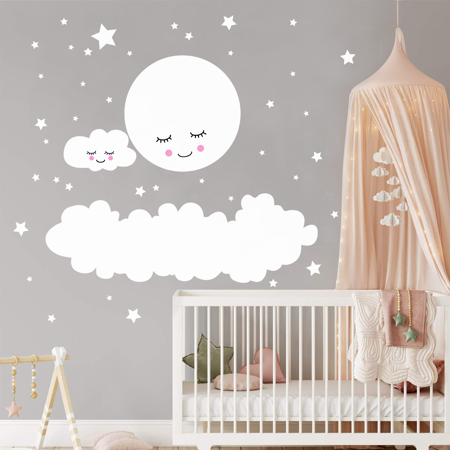 Babaszoba falmatrica gyerekszoba csillagos felhős fali matrica faldekor