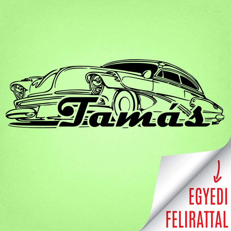 Egyedi feliratú névvel Chevy Deluxe falmatrica gyerekszoba magyar felirat