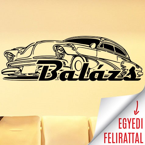 Egyedi feliratú Chevy Deluxe veterán autós falmatrica gyerekszobába