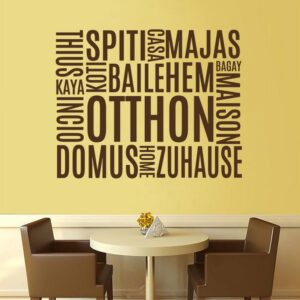 Otthon szó több nyelven feliratos falmatrica dekoráció M833