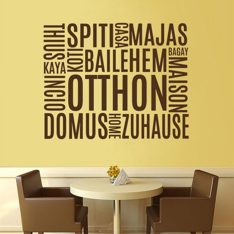 Otthon feliratos falmatrica szöveges faltetoválás szöveggel home