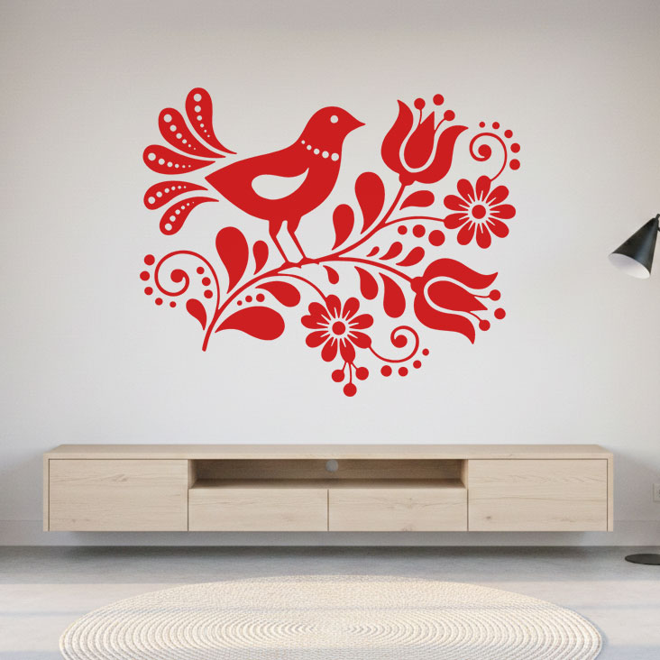 Magyar népmesés virágos népi motívum falmatrica faltetoválás